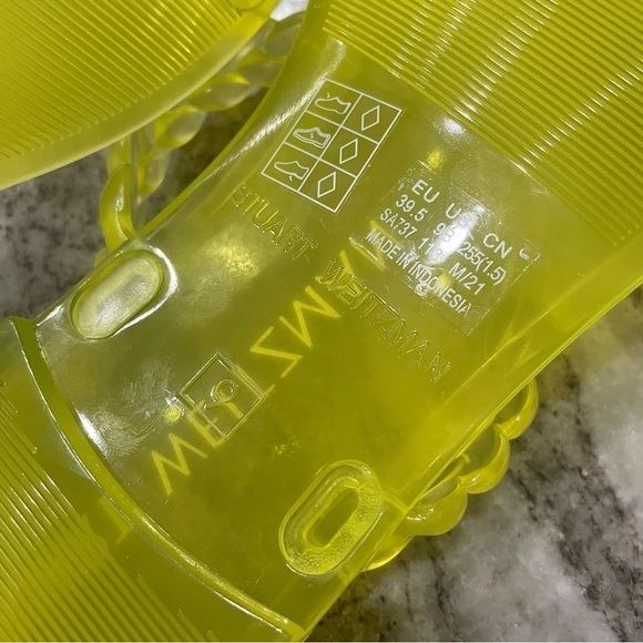 NWOT Stuart Weitzman Neon Electric Lime Braida Sawyer Jelly Sandals Size 9 - Picture 10 of 11